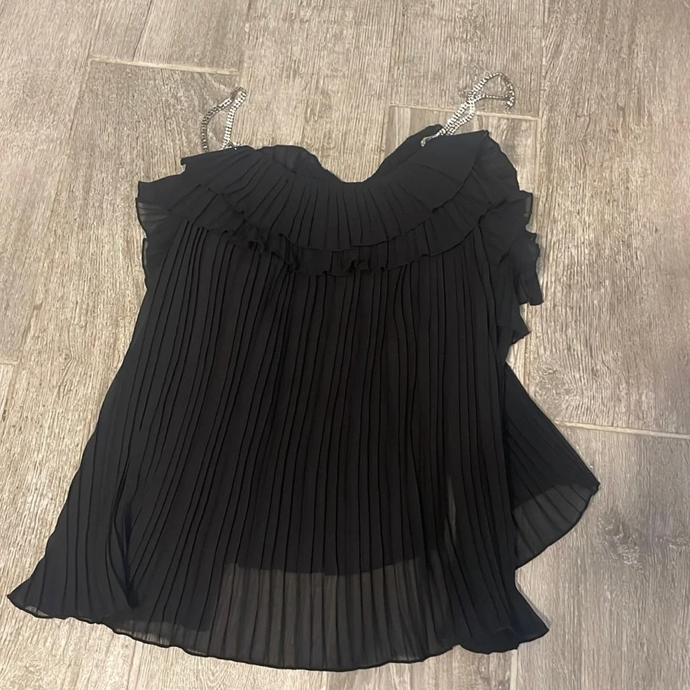 Zara Black Jewel Strap Cami, Size XL, NWT - Picture 2 of 3